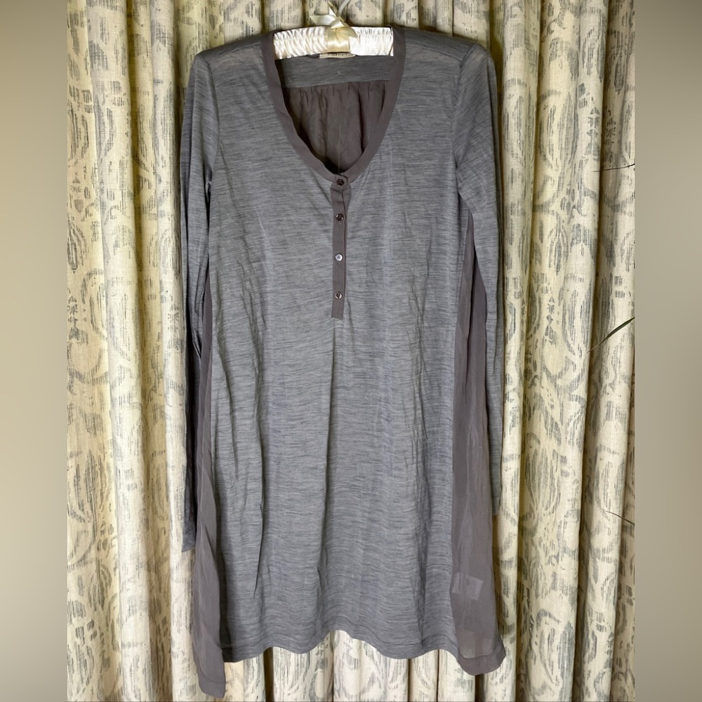 Giada Forte mini dress wool tunic NWOT 2/M taupe gray paneled breezy light